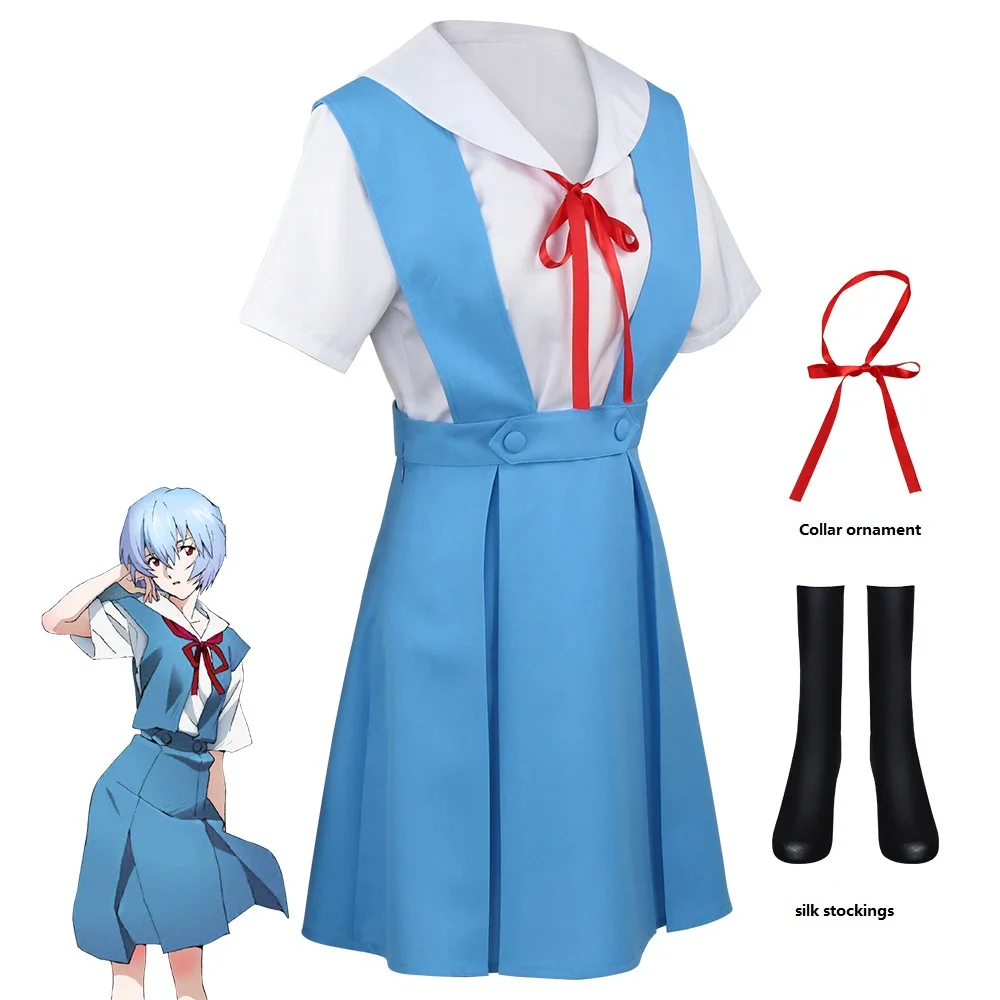 

New Anime Evangelion Cosplay Asuka Langley Soryu Tokyo Ayanami Rei Costume Halloween Women School Uniform EVA Girl skirt