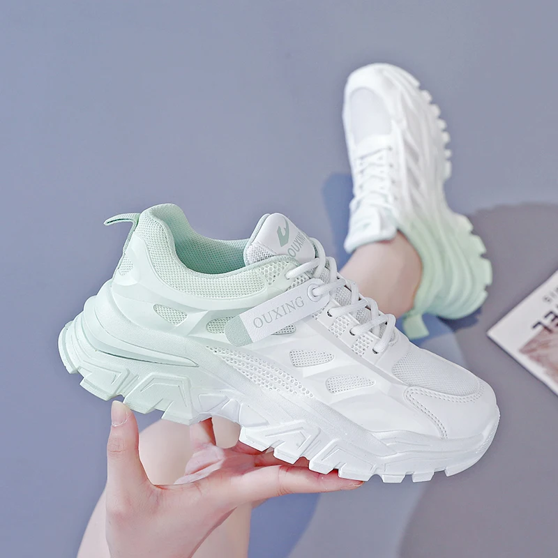 

Thick Sole Comfortable Breathable Shoes 2022 Summer Hot Sale Ladies Casual Shoes Fashion Wear-resistant Gradient Womens Shoes 40