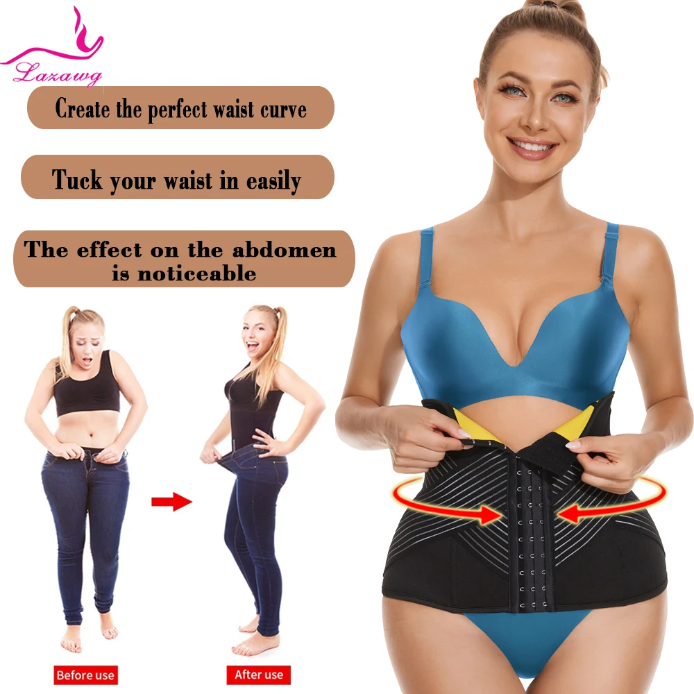 LAZAWG Women Waist Trainer Belt Women Fat Burning Sauna Belt for Weight Loss Firm Support Waist Cincher Fitness Slimming Belt