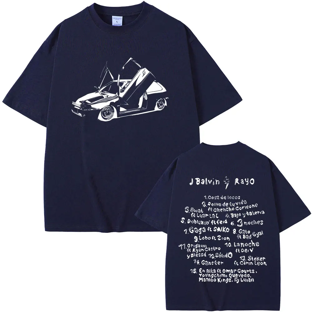 Limited Singer J Balvin Rayo Album Graphics T-Shirt Men Women Hip Hop Fashion T-shirts Men's Oversized Tshirt Vintage Streetwear
