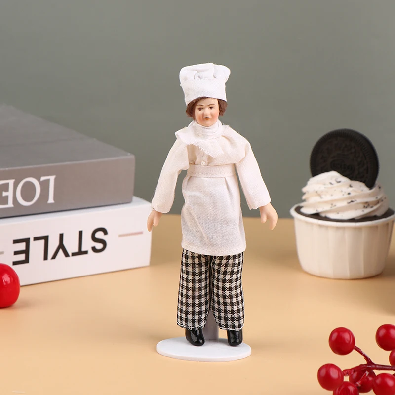 

1:12 Кукольный домик, мини-кукла, модель человека шеф-повара, мужская кукла с кронштейном, кухонный Декор