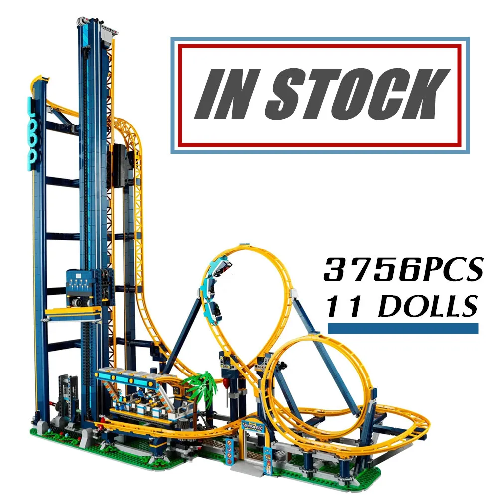 

Fit 10303 2022 New 3756PCS Loop Roller Amusement Park Coaster City Fairground StreetView Building Block Brick Toy Kid Gift