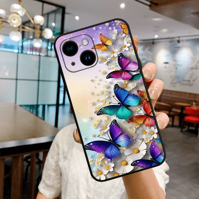 Фото Чехол для телефона Butterfly из ТПУ, подходит для iPhone 17 16 15 14 13 12 11 Pro/Max/Plus, противоударный и устойчивый к падениям. №2