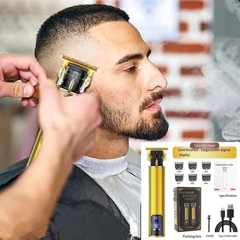 New Alloy Electric hair clippers LCD digital oil head carving electric hair clippers oil head polishin Men's Barber Professional