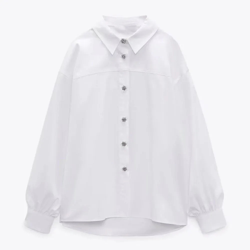 

Ur HM spring new women's jewelry button poplin shirt
