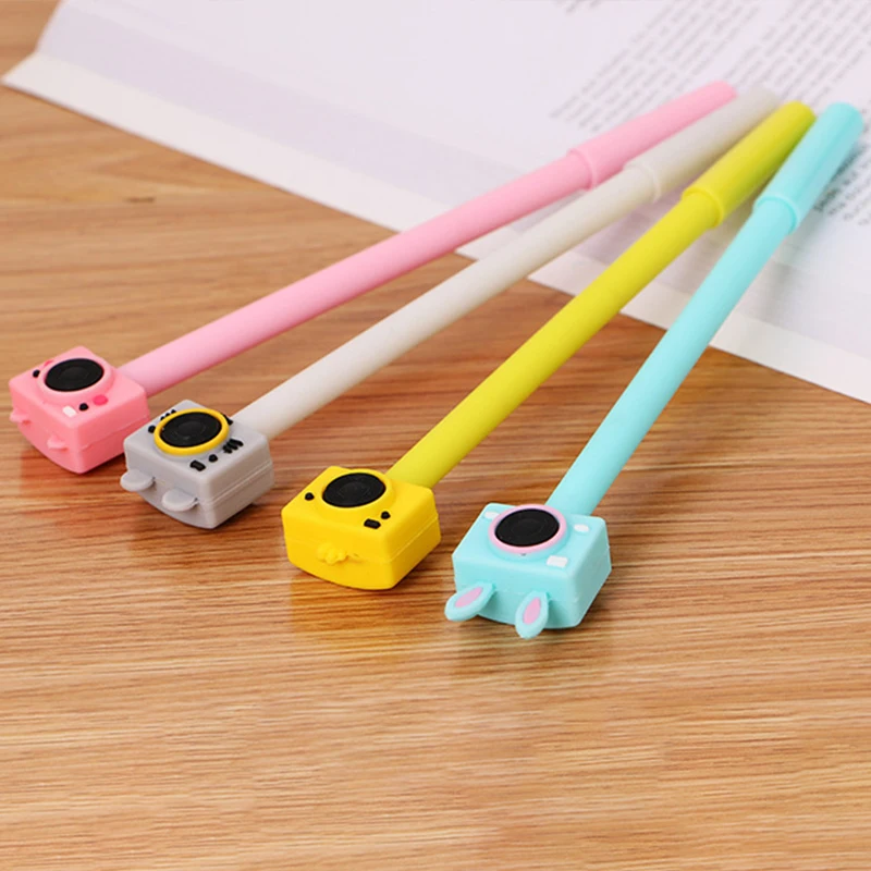

20pcs Cartoon Gel Pen Camera Modeling Pens Creative School Student Stationery 0.5 Black Writing Tool Office Signature Pen Supply
