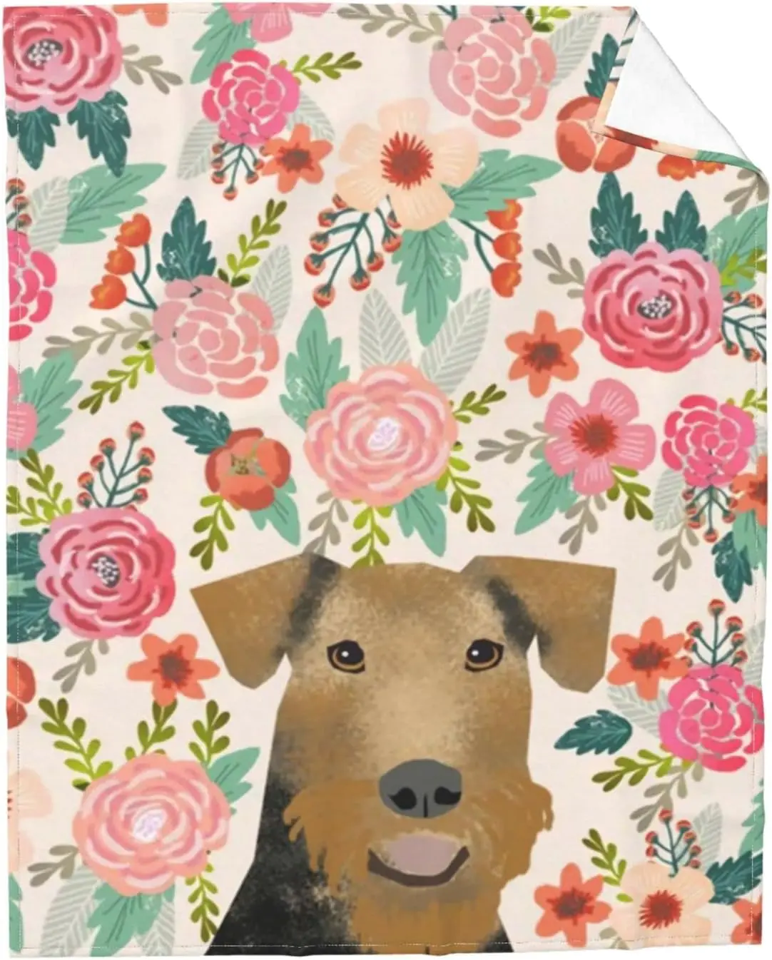 

Одеяло Airedale Terrier для собак, цветочные цветы в стиле бохо, милые животные, это жизнь, собаки, забавная 3D печать, одеяло, ультра мягкое искусственное уютное