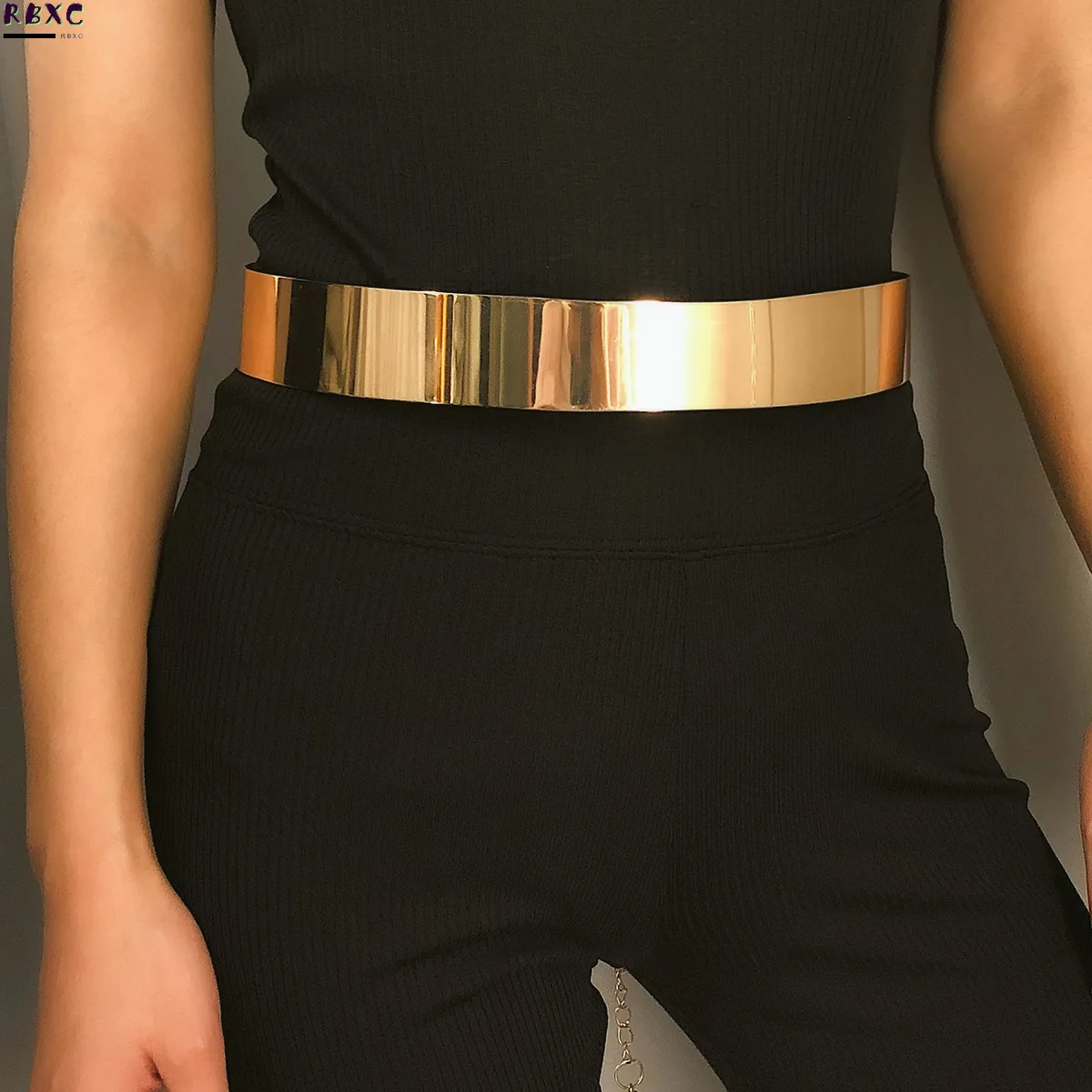 

RBxc Ornaments exaggerated metal smooth simple body chain female personality mirror cold wind wide waist