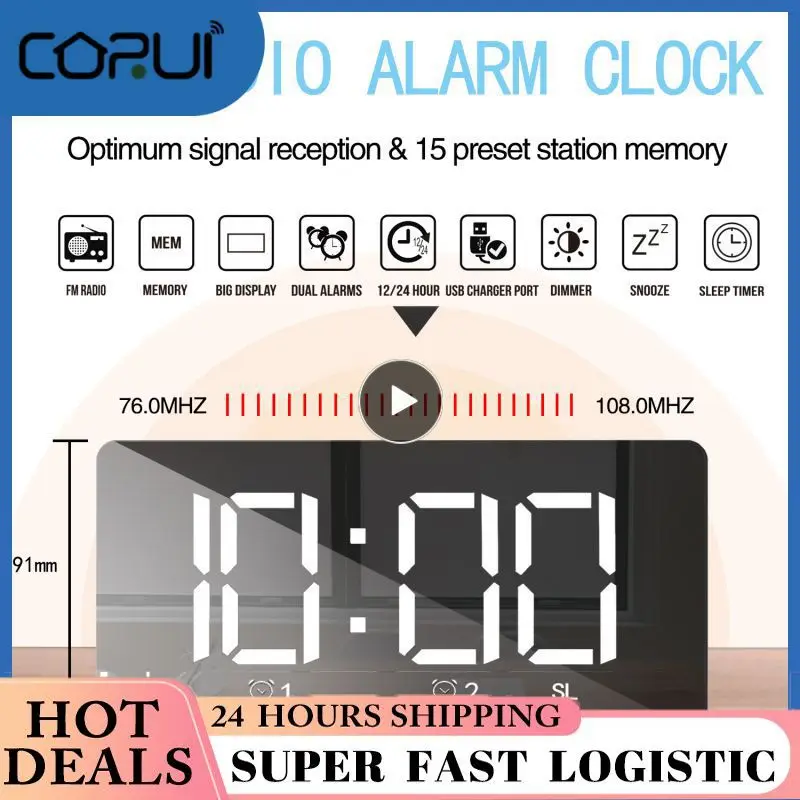 

5v1a High Quality Snooze Electronic Clock Fashion Wireless Speaker Creative New Led Radio Alarm Clock Smart Home