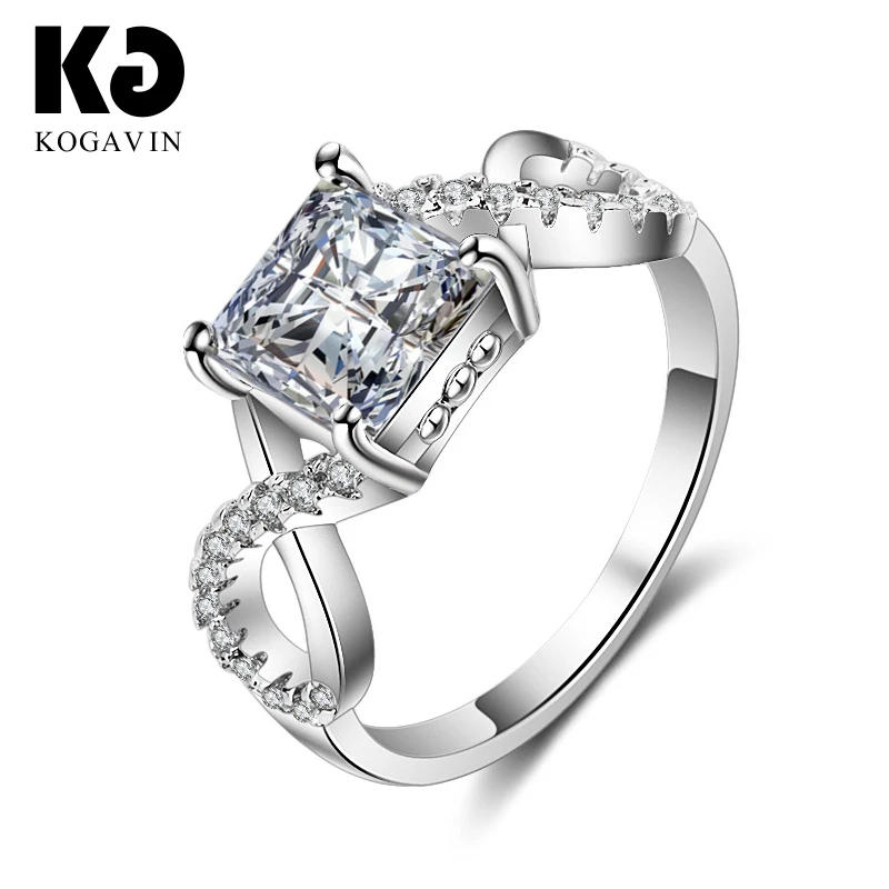 

KOGAVIN Party Luxury Female Women Rings Gift Engagement anillos mujer Ring Fashion 3A Cubic Zirconia Wedding Accessories anillos