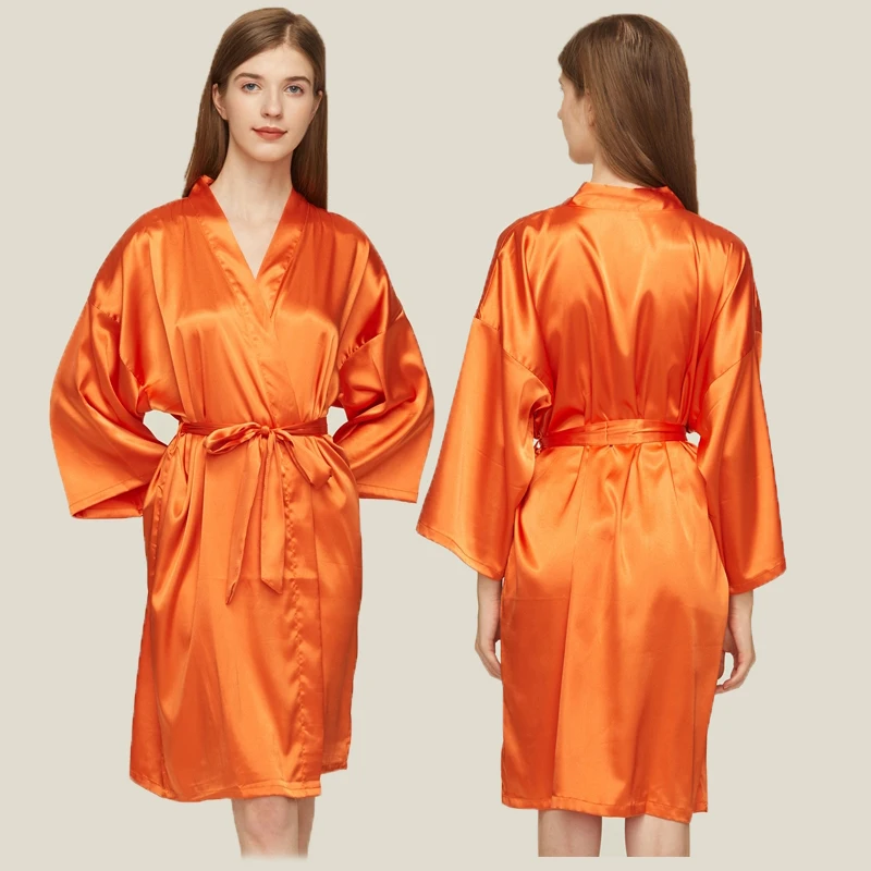 Bridesmaid Robes Silk Robe Bride Robe Short Satin Robe Women Wedding Robe Bathrobe Sleepwear Dressing Gown Bride Team