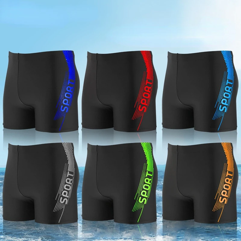 

2023 Swimming Trunks Flat-angle Adult Swimming Trunks Plus Fat Man Swim Trunks Men's High-waisted Conservative Swimsuit