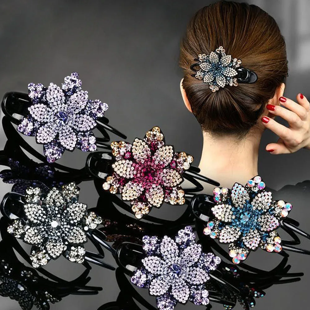

Rhinestone Big Flower Hair Claw Hair Grab Duckbill Clip For Women Headdress Hair Accessories Rhinestone Flower Hair Claw