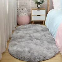 Oval Plush Carpet Soft Shaggy Rug for Kids Children Bedroom Living Room Furry Non-slip Bedroom Mats Home Decor