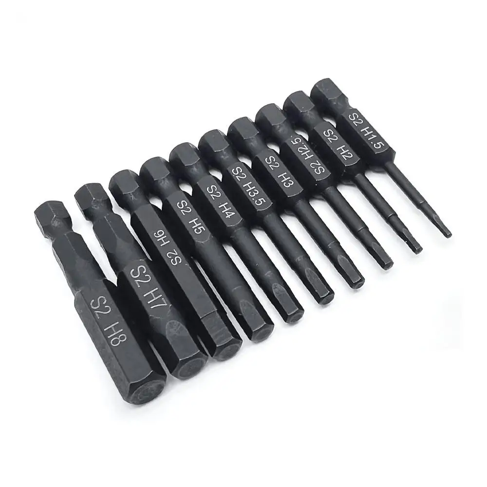 

10 Pcs SAE/Metric Hex Head Allen Wrench Drill Bit Set 1/4" Diameter Quick Release Shank Magnetic Screwdriver Bit Set