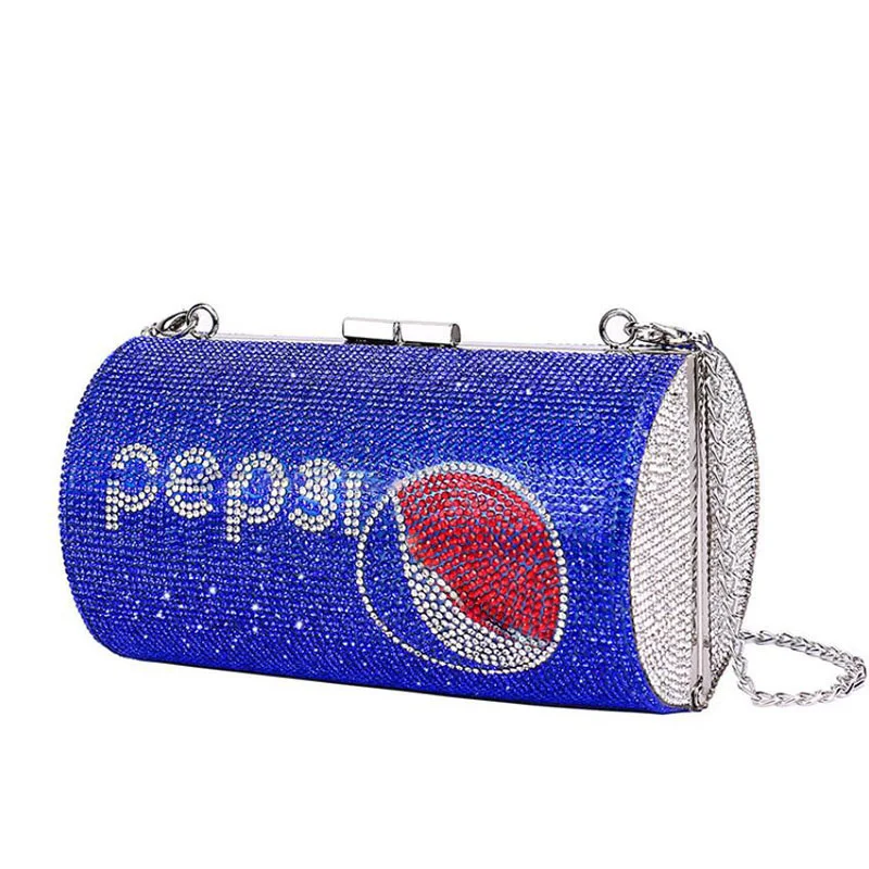 

Роскошная дизайнерская сумочка 2023Blue стразы, вечерние клатчи с рисунком, женские круглые маленькие кошельки женская наплечная сумочка на цепочке B357