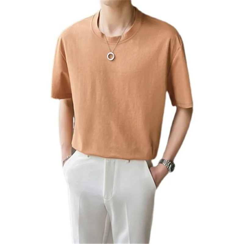 

5 Colors Breathable Cotton T-shirt Men Summer Short Sleeve Top Man Camisetas y2k Streetwear Casual Loose Tee 4XL Plus Size
