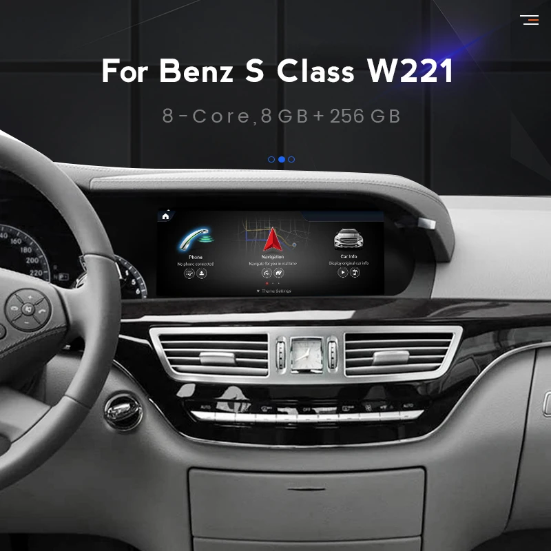 

1920*720 Qualcomm Carplay Android 11 Car DVD GPS Navigation For Mercedes BENZ S Class W221 W216 CL 2005-2013 Video Player Audio