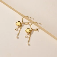 ins korean heart tassel earrings womens design pearl earrings stud stainless steel jewelry accessories 2022 pendiente wholesale
