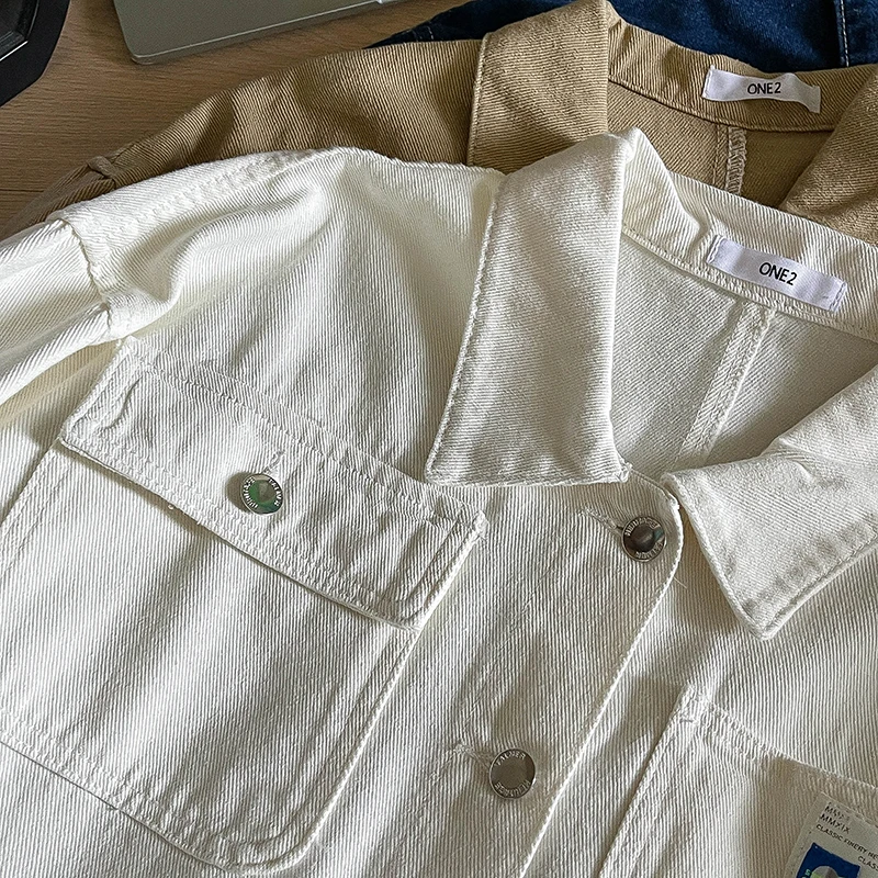 Женская повседневная джинсовая рубашка однотонная однобортная мягкая с