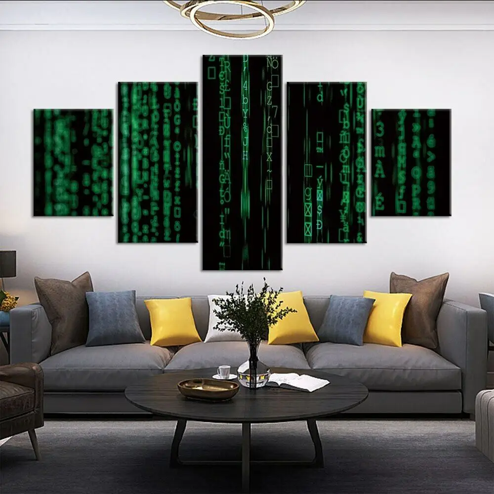 Фото 5 шт. матрица Green Code Tech современный декор холст настенное искусство 5 шт. картины HD печать без рамы 5 панелей декор комнаты №2