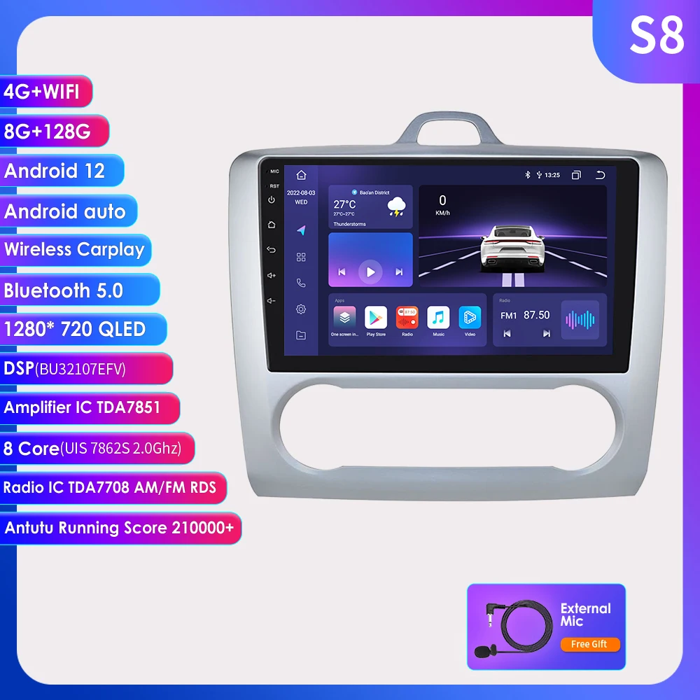 

Автомобильный мультимедийный плеер OSSURET S5 Android для Ford Focus 2 3 Mk2 Mk3 2004 -2011, стереопроигрыватель для Focus 2