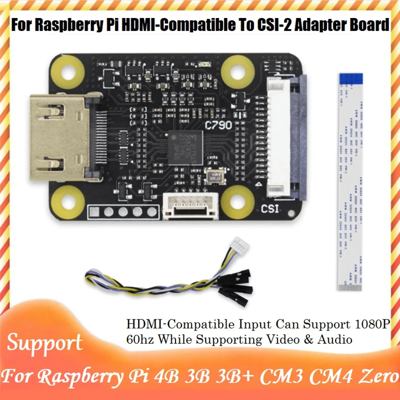 

HDMI-Compatible To CSI-2 Adapter Board 1080P 60Hz TC358743XBG Expansion Board For Raspberry Pi 4B 3B 3B+ Zero W