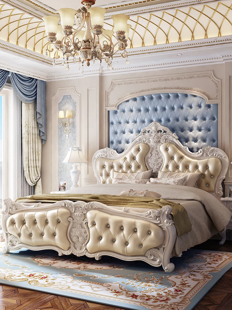 

Кровать в европейском стиле, роскошная современная простая Основная спальня, маленькая семейная однотонная экономичная двуспальная кровать принцессы