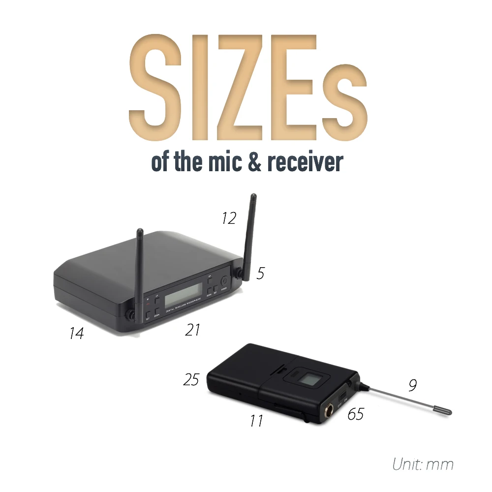 Беспроводной профессиональный микрофон HISINGWELL настраиваемый УВЧ с зажимом для