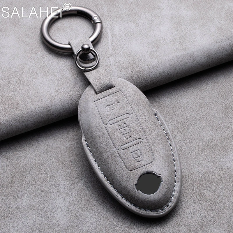

Leather Car Key Case Cover Shell Fob For Nissan Qashqai X-Trail T31 T32 Juke J10 J11 Tiida Altima Pathfinder Kicks For Infiniti