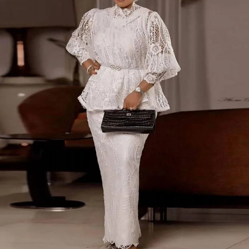 2 Piece Sets Ramadan Kaftan Abaya Dubai Turkey Islam Arabic Women Muslim Hijab Dress Sets Caftan Robe Longue Djellaba Musulmane