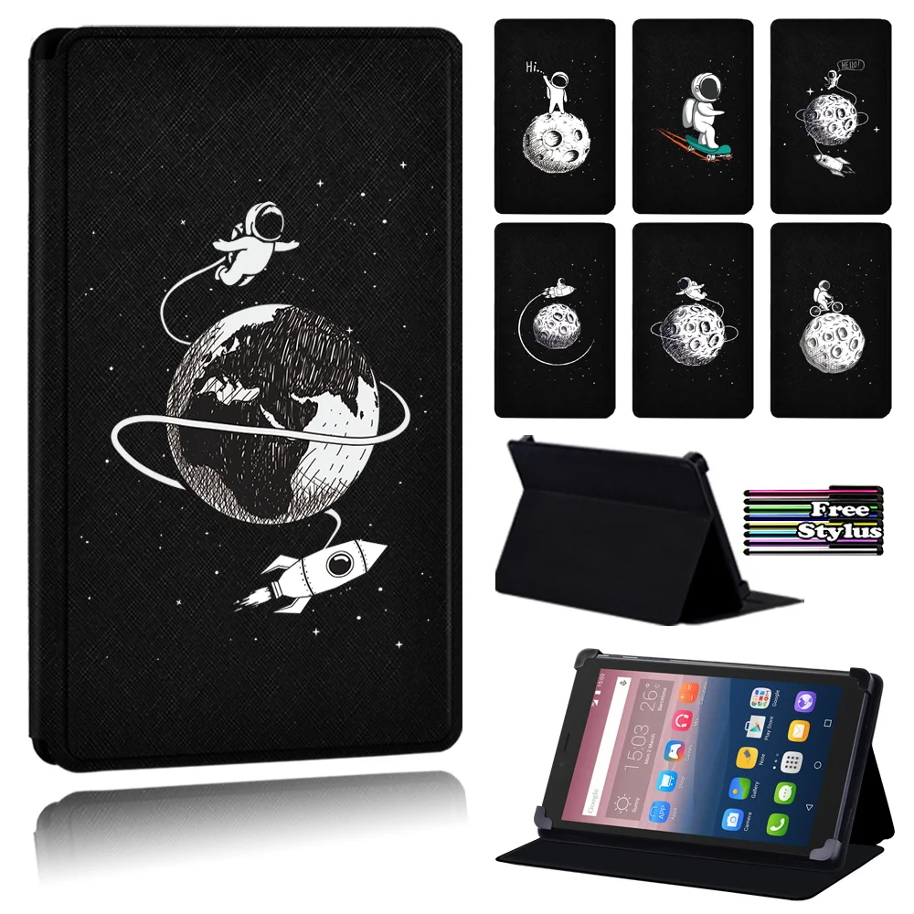 

Astronaut Leather Cover Case for Alcatel OneTouch PIXI 3 7.0" 8.0" 10"/PIXI 4 7" Dust-proof Soft PU Leather Tablet Case + Pen