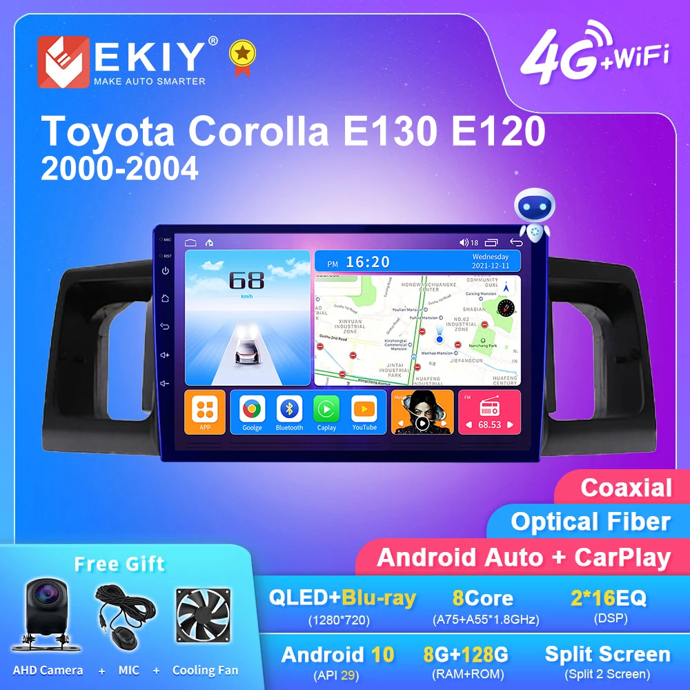 

EKIY T7 Android 10 Car Radio 6G+128G For Toyota Corolla E130 E120 2000 - 2004 Multimedia Player GPS Navigation Stereo No 2din HU