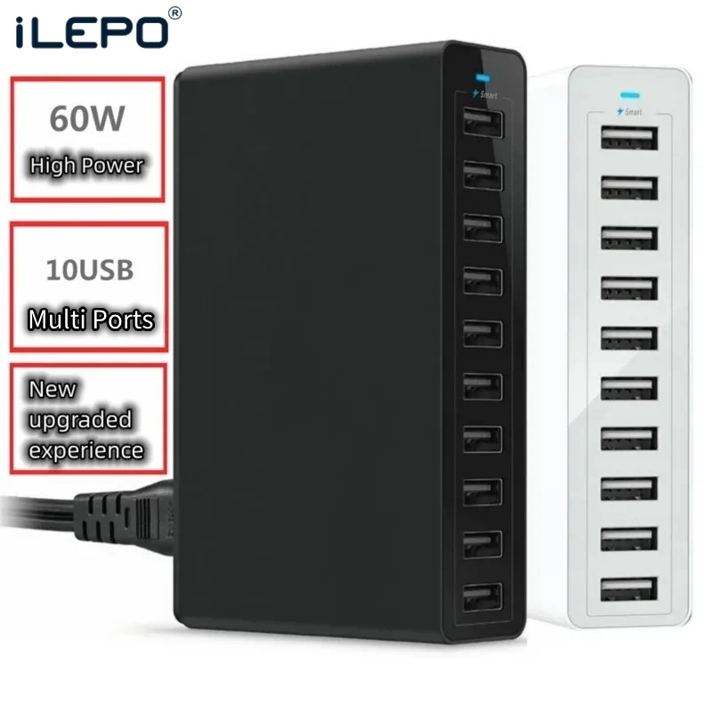 

10 Ports 60W USB Charger Quick Charge Station Dock Multiple Device Charging US AU EU UK KR Plug for Iphone Ipad PC Fast Charger