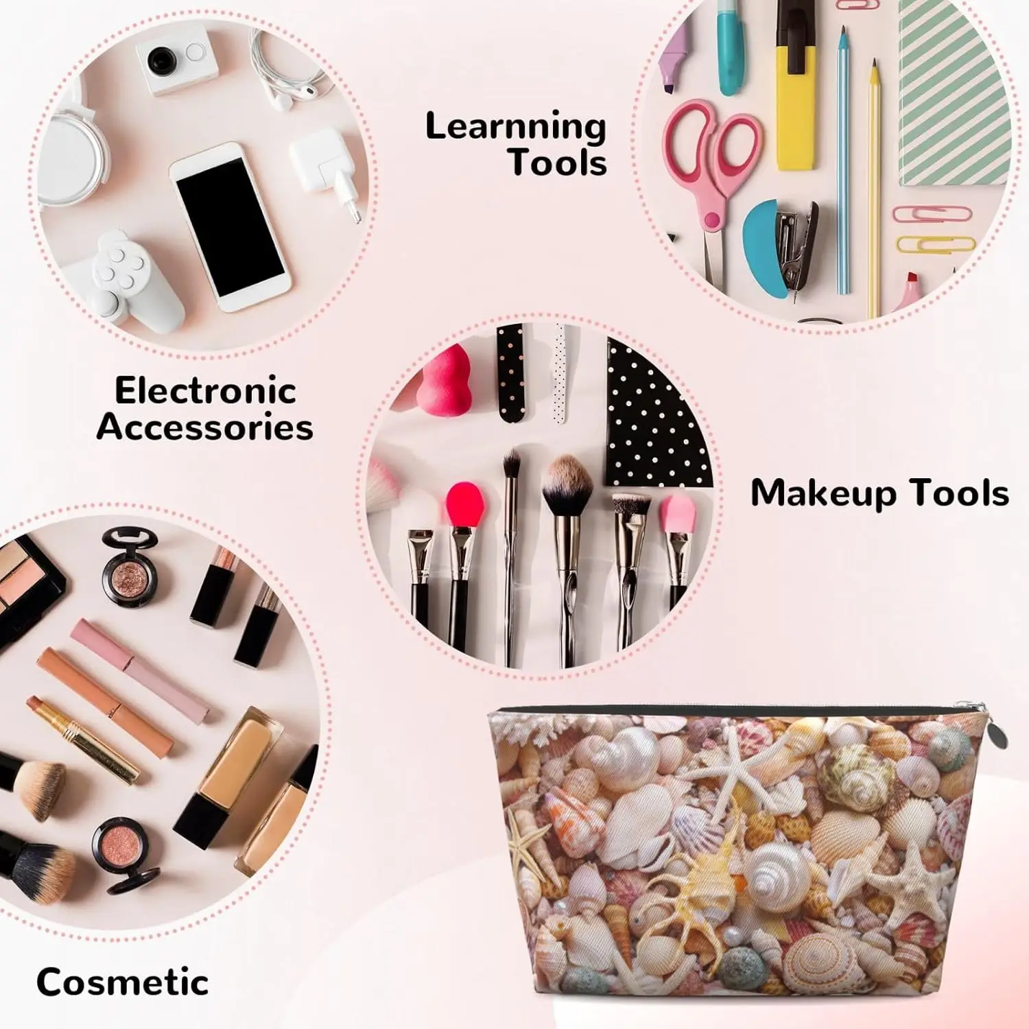 Красочная косметичка с ракушками женские дорожные туалетные принадлежности