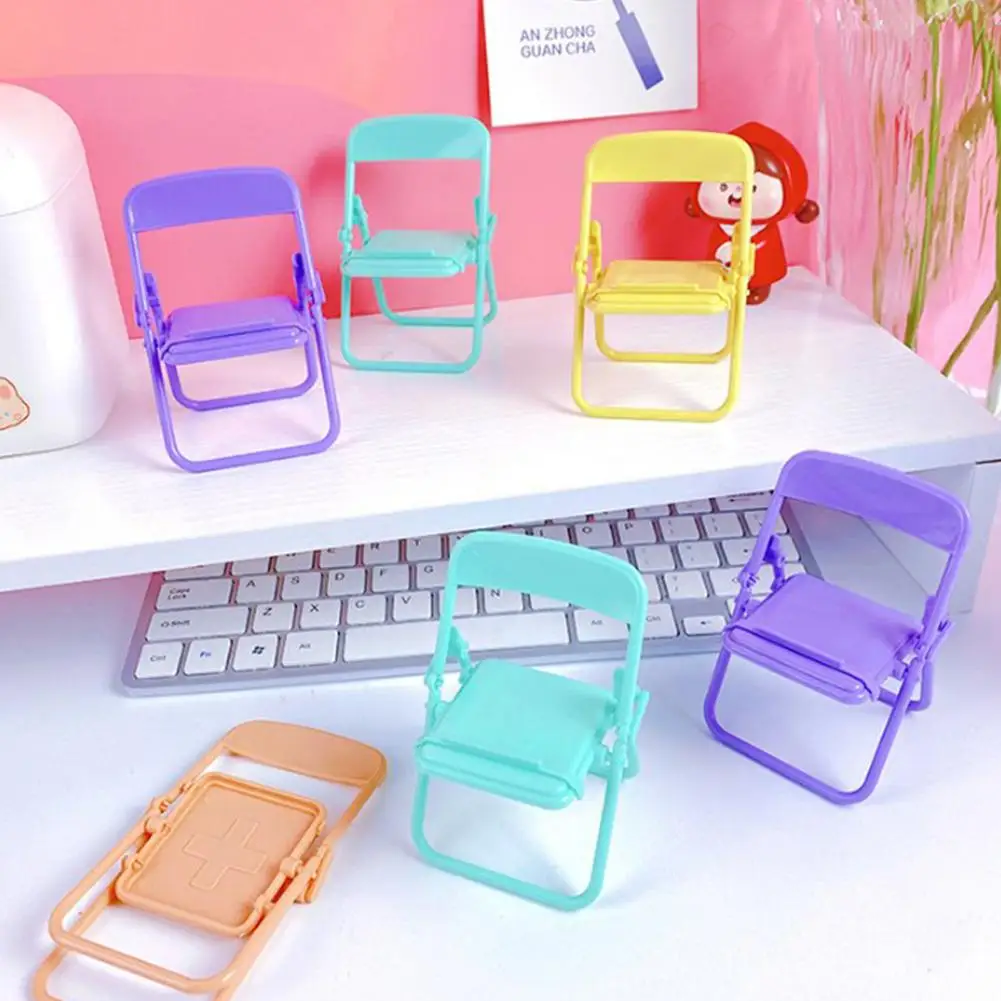 

Mini Chair Shape Mobile Phone Stand Portable Cute Colorful Adjustable Folding Stool Lazy Phone Desktop Holder