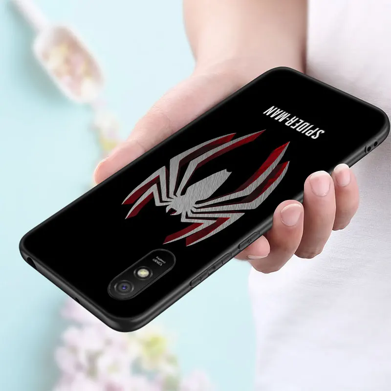 Черный чехол для телефона с логотипом Marvel Человек-паук Xiaomi Mi POCO X5 X4 X3 NFC F4 F3 GT 5G C50 C55