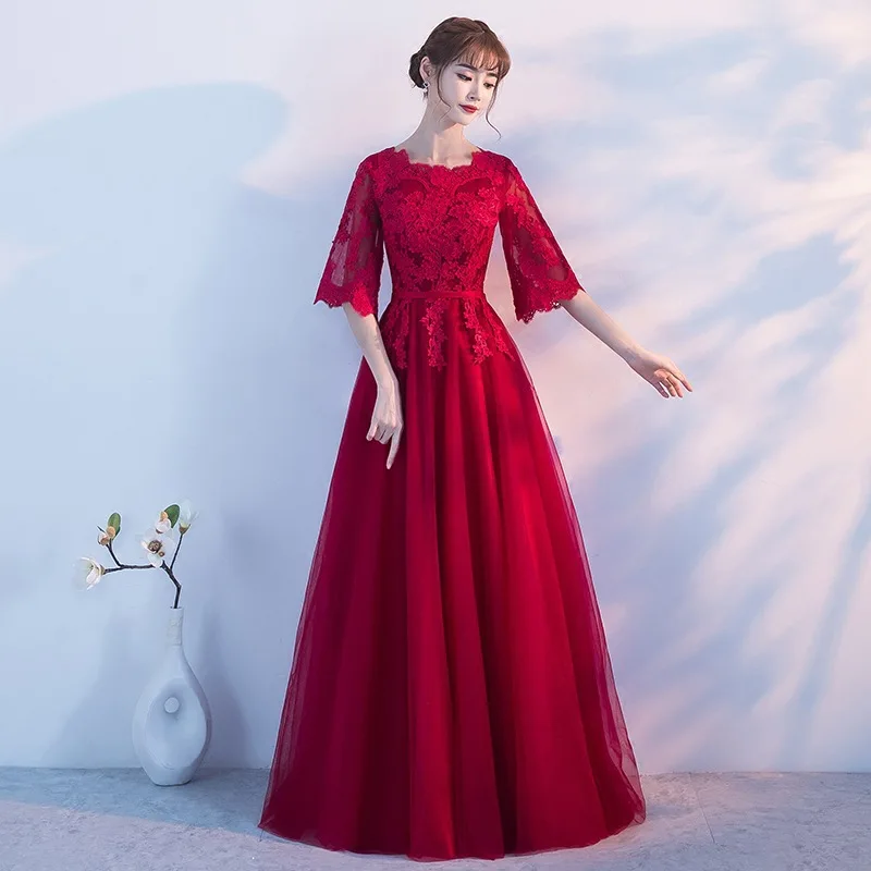 

Women Embroidery Lace Party Dress Bandage Luxury Satin Short Sleeve Long Elegant Robe De Soiree Gown Bodycon Dresses 2021 New