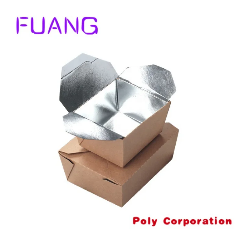 Disposable insulated kraft paper box with aluminum foil packaging takeaway salad box