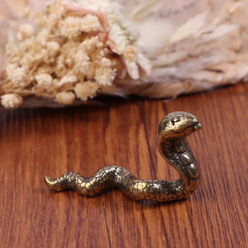 Античная бронзовая Кобра змея миниатюрные фигурки медные резьбы Зодиак животные