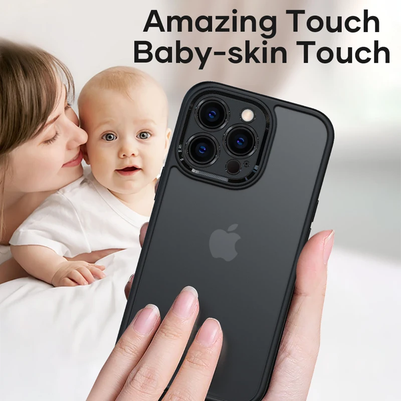 For iPhone 13 Pro Max Case ROCK Shockproof Transparent Hybrid Matte PC Precise Cutout Lens Protection Back Cover for iPhone 13