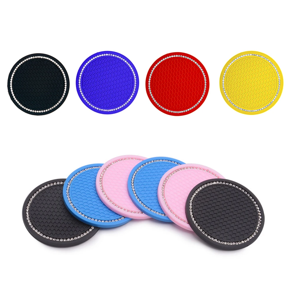 

Универсальные автомобильные блестящие подставки для подстаканников, подставка для чашек, Алмазный силиконовый Противоскользящий коврик д...