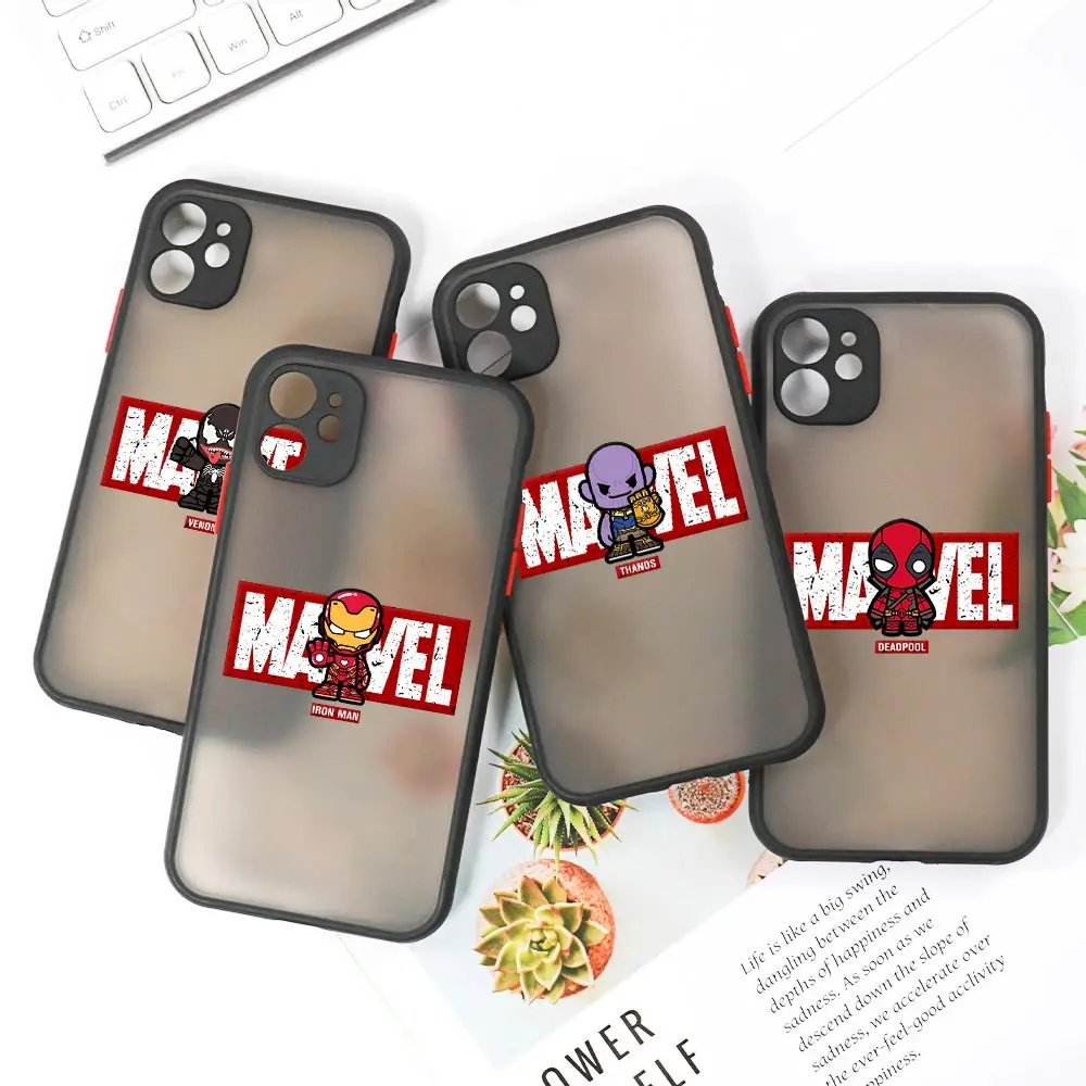 

Cartoon Marvel Deadpool Ironman Clear Cases For iPhone 14 13 Pro Max 12 11 Pro SE X XS XR 7 8 Plus Matte Back Cover Venom Thanos