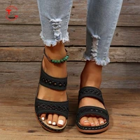 2022 women fashion trend fish mouth word flat casual sandals ladies hollowed out breathable comfortable roman style sandals
