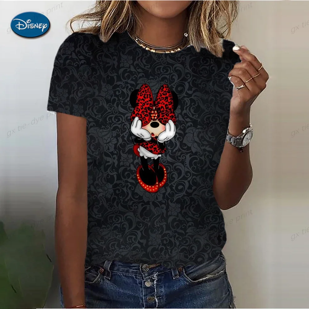 Женская летняя футболка с рисунком Микки Мауса круглым вырезом