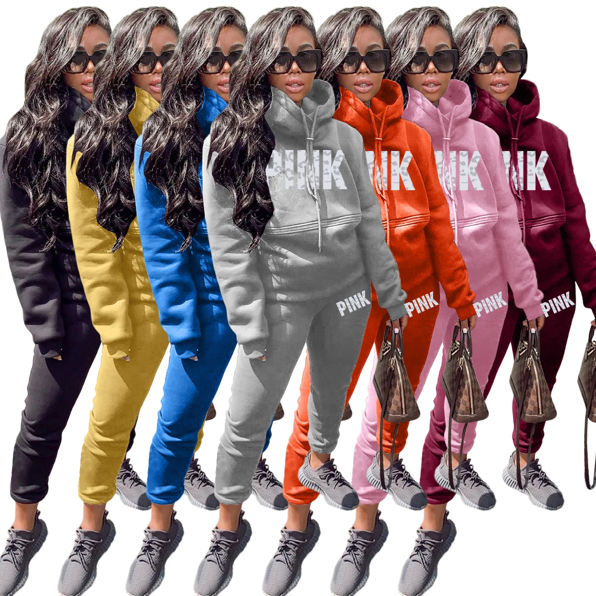 

Fashion sportswear 2022 autumn and winter new fashion matching hooded sportswear fashion printing ladies brand sports suit