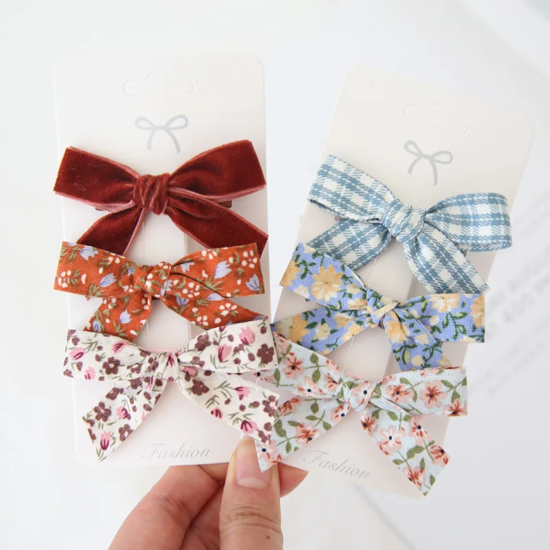 

ncmama 3Pcs/set Ins Fashion Floral Bows Barrettes Korean Sweet Hair Clips Kids Flower Clip Hairpin Girls Hair Accessories