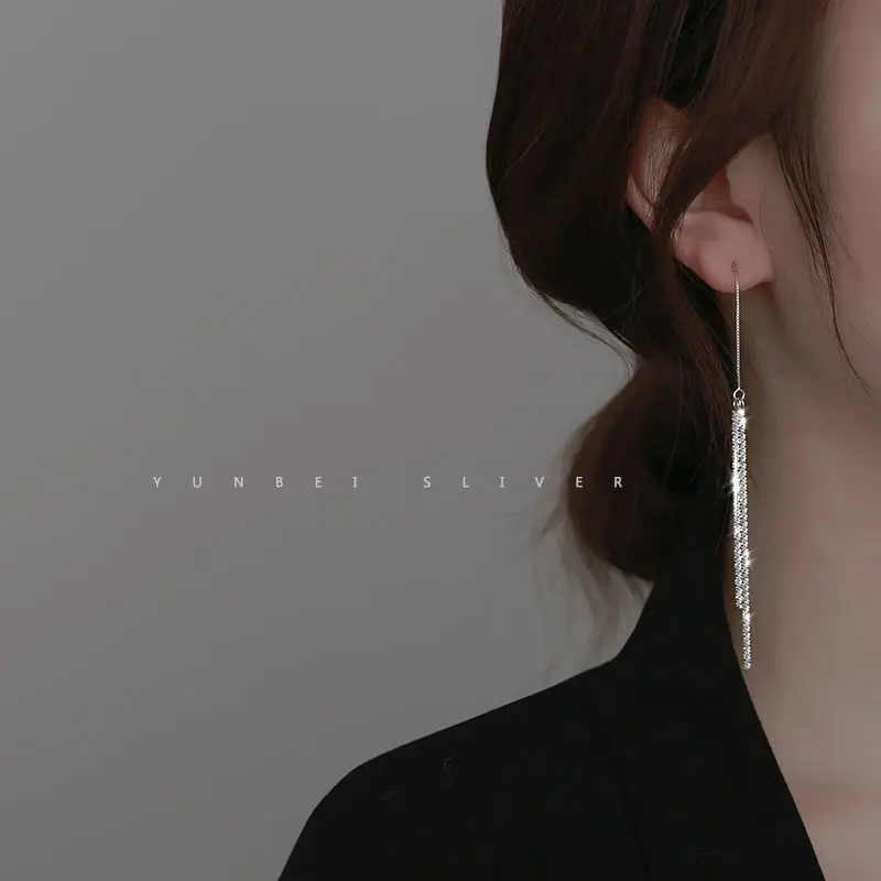 

Vintage Gold Color Bar Long Thread Tassel Drop Earrings For Women Glossy Geometric Korean Earring New Fashion Wedding Jewelry