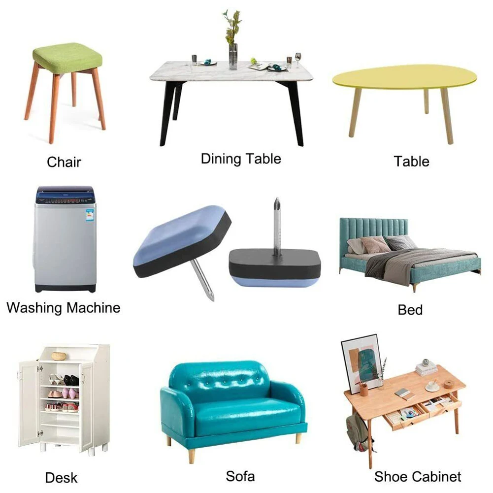 

20 Pcs Furniture Sliders Chair Furniture Sliders PTFE Easy Moving Pads Square With Nail Feet Floor Protector Mobile Tool
