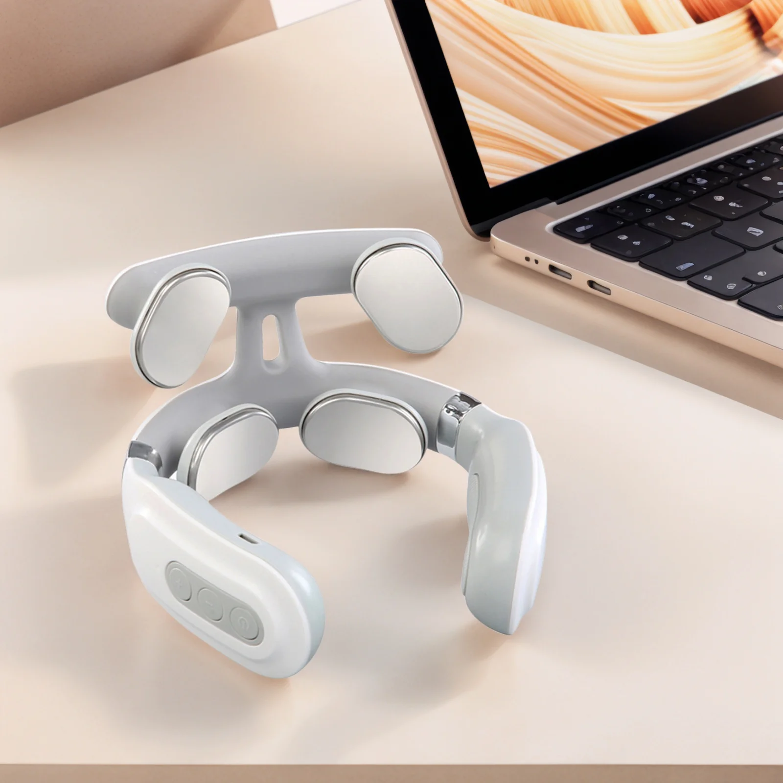 Фото Электрический массажер для спины с 4 головками, USB-перезаряжаемый, вибрационный, с подогревом, для массажа шейного отдела позвоночника и тела №3